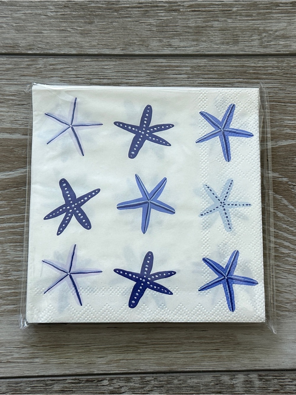 NWT Blue Starfish Beverage Cocktail Napkins Package of 20 Pool Beach Party etc